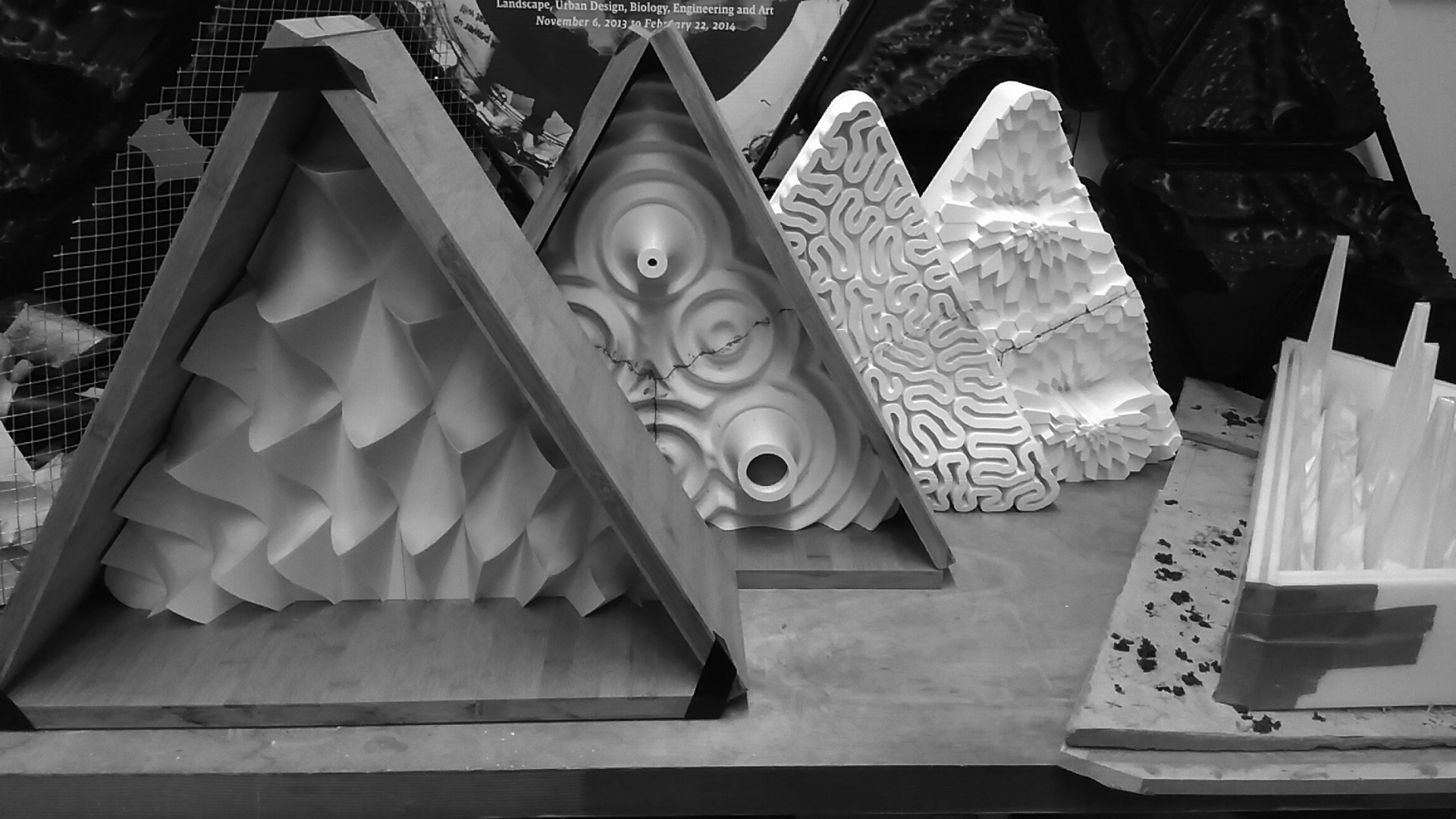 3D-printed panels used to cast the silicone negatives.