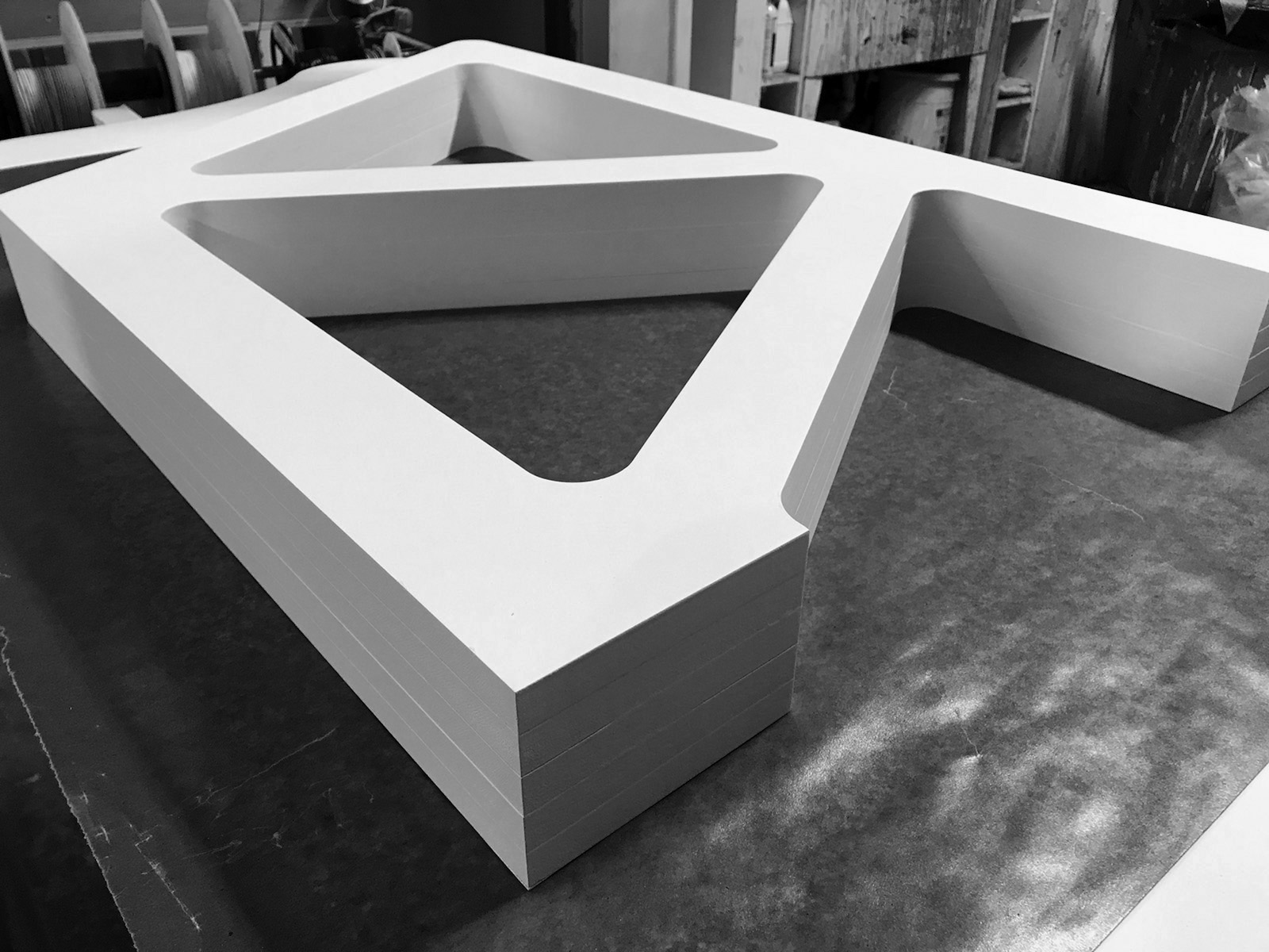 Prototype of the glue-laminated MDF wall.