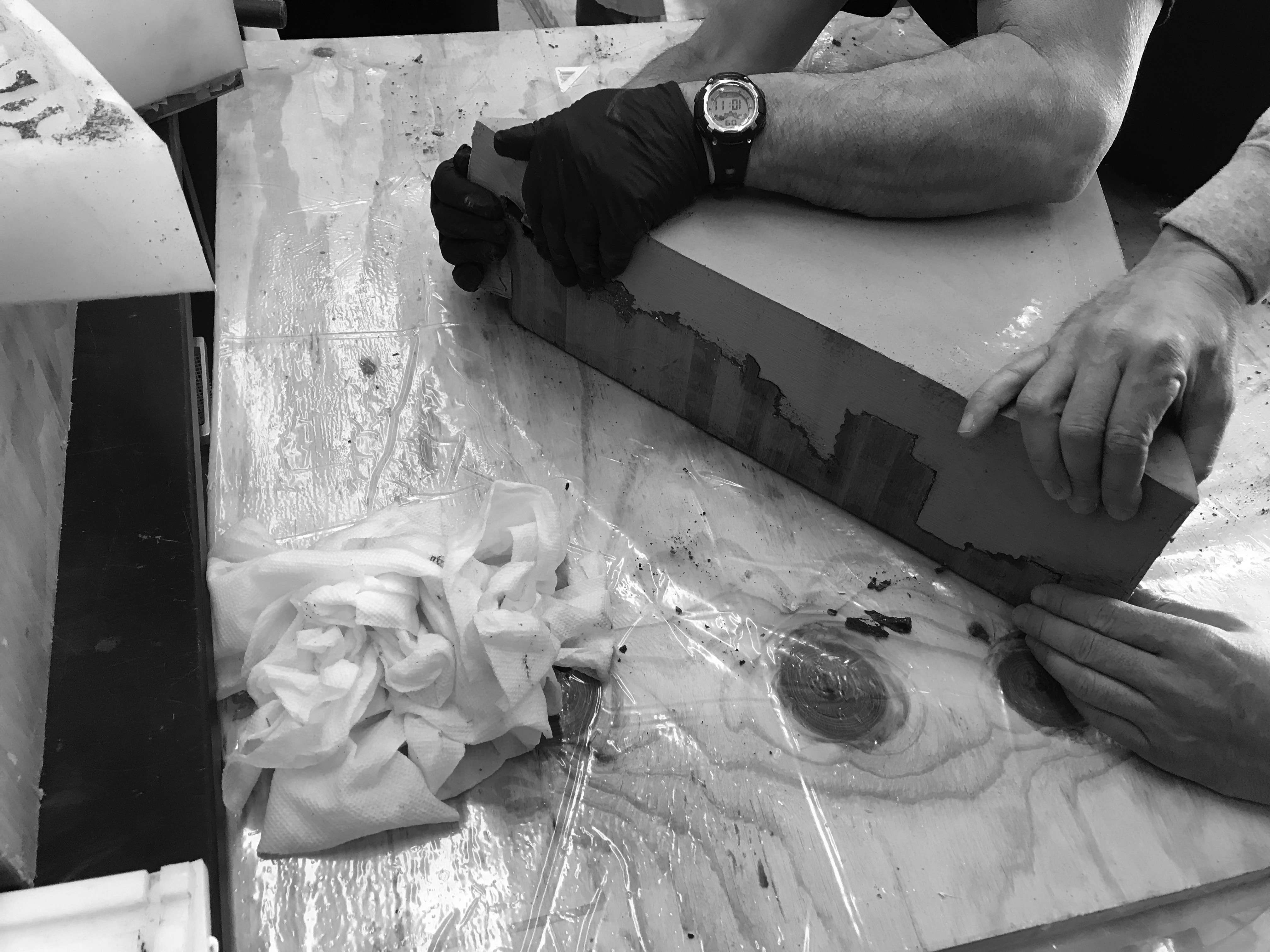 Separation of the concrete cast from our silicone mold.